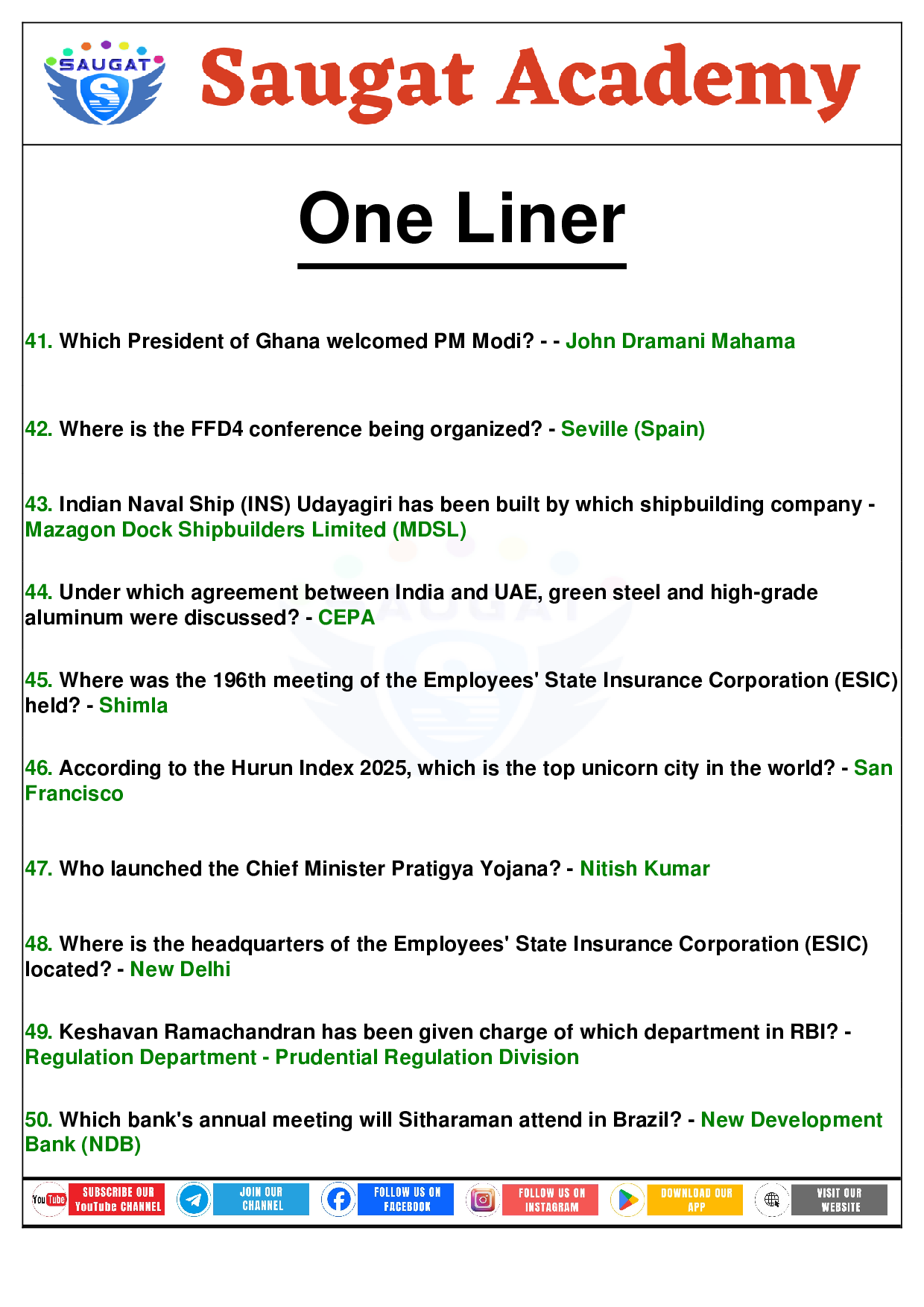 Page 33 - 30 June - 05 July 2025 Current Affairs COMBINE (Bilingual, Weekly, 06 Jul 2025) By Saugat Academy