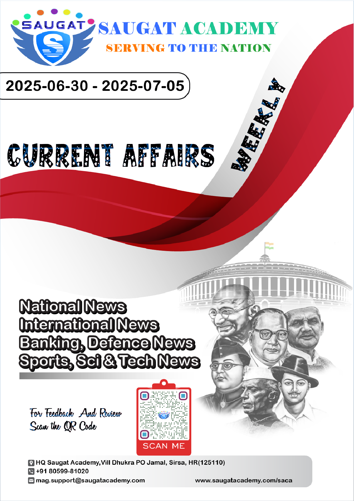 Page 1 - 30 June - 05 July 2025 Current Affairs HINDI (Hindi, Weekly, 06 Jul 2025) By Saugat Academy